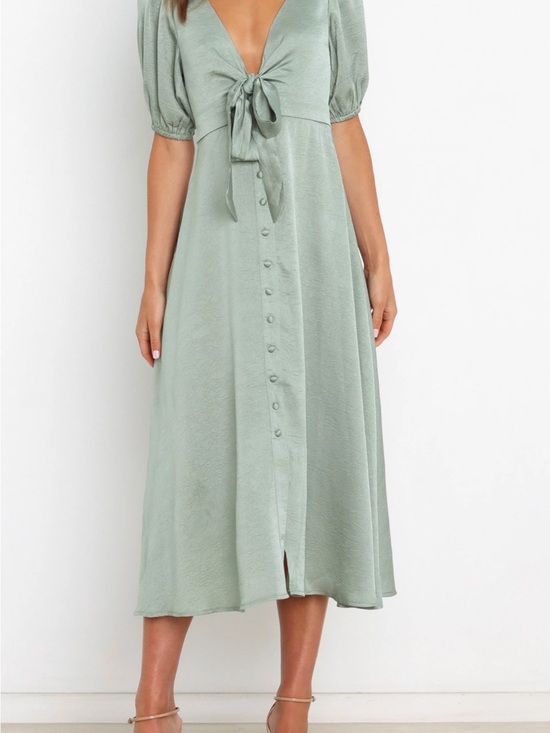Petal & Pup Dresses & Skirts - Petal & Pup Sage Green Tie-Front Midi Dress
